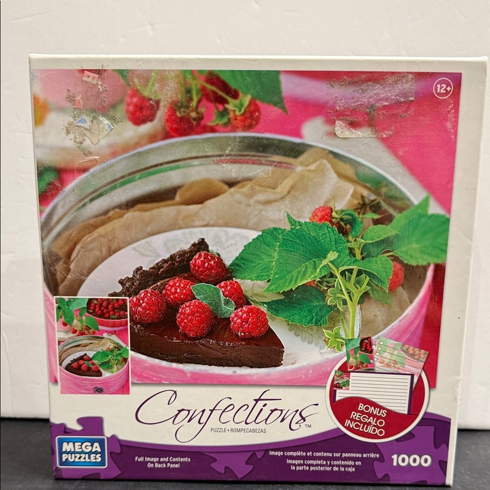 Mega Puzzles Confections Raspberry Tart 1000 Piece jigsaw puzzle- new in bag
